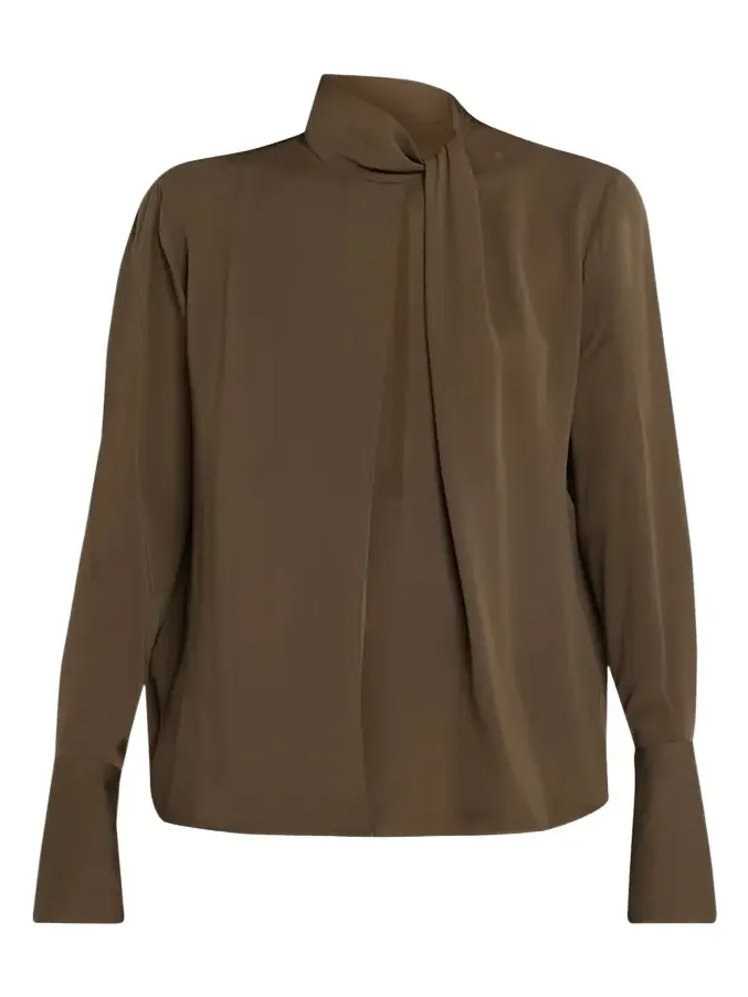 Twisted-Neck Silk Long-Sleeve Shirt Twisted-Neck Silk Long-Sleeve Shirt