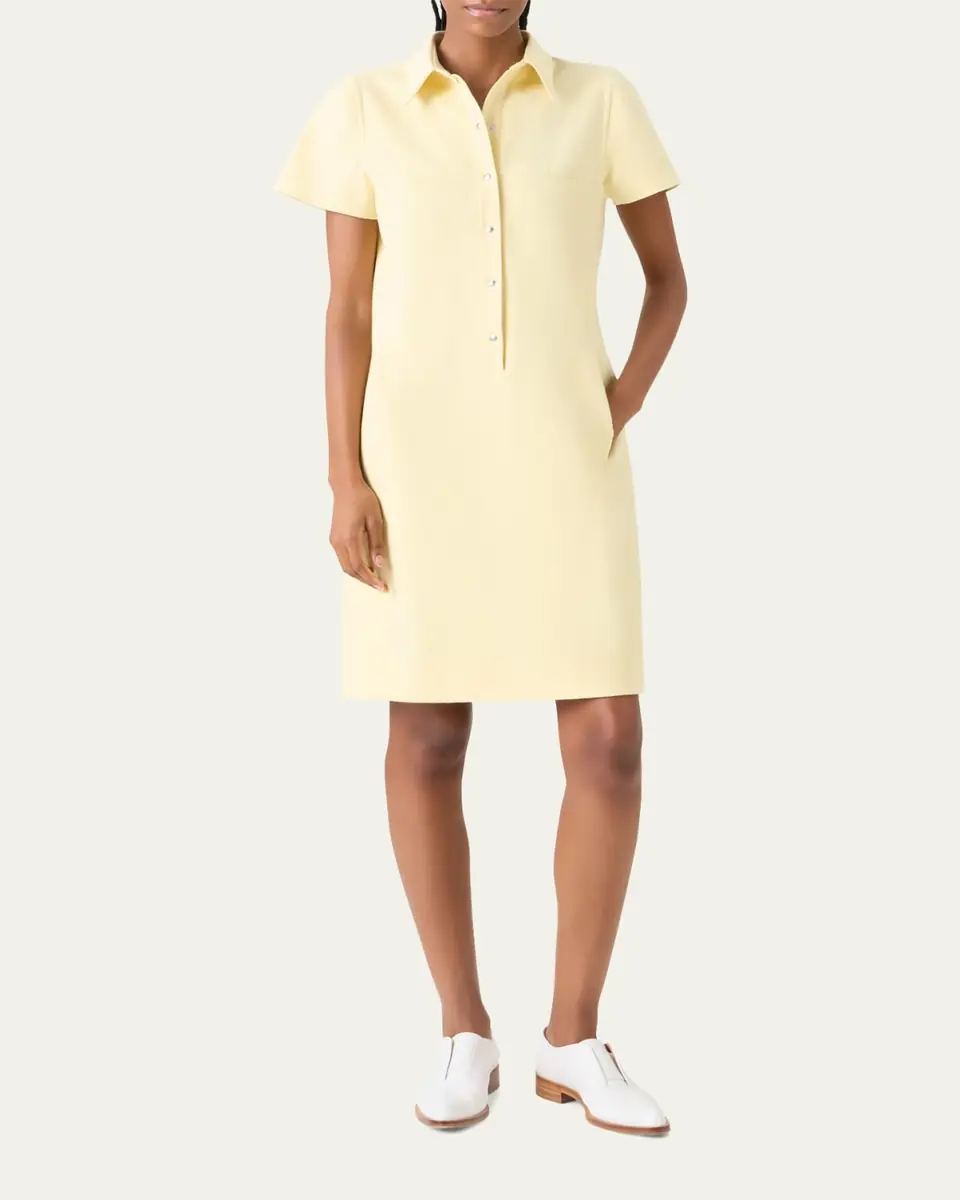 Akris Short-Sleeve Cotton-Silk Polo Dress | Thumbnail 2