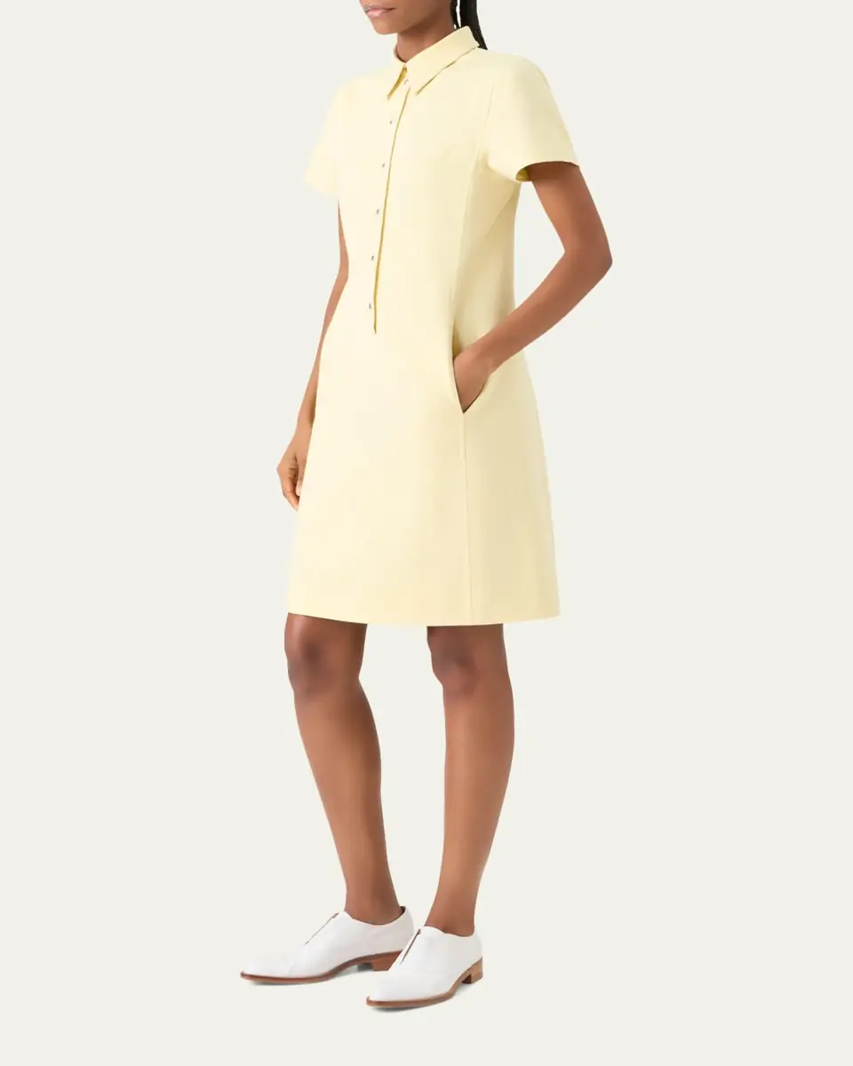 Akris Short-Sleeve Cotton-Silk Polo Dress | Thumbnail 4