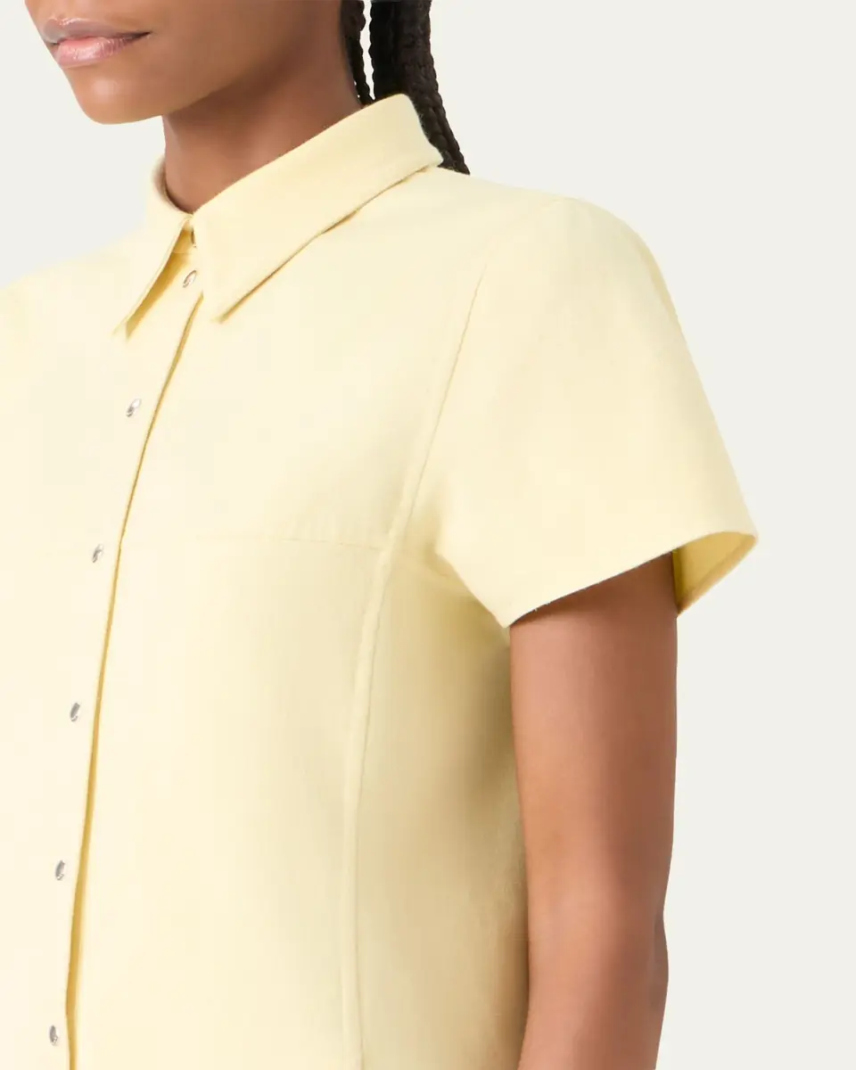 Akris Short-Sleeve Cotton-Silk Polo Dress | Thumbnail 5