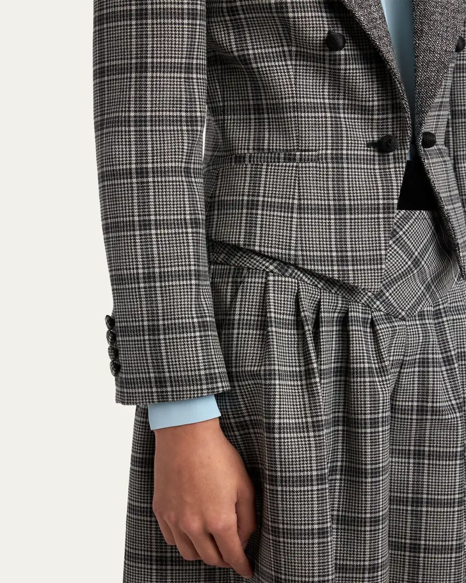 Valentino Garavani Velvet-Trim Check Double-Breasted Jacket | Thumbnail 5