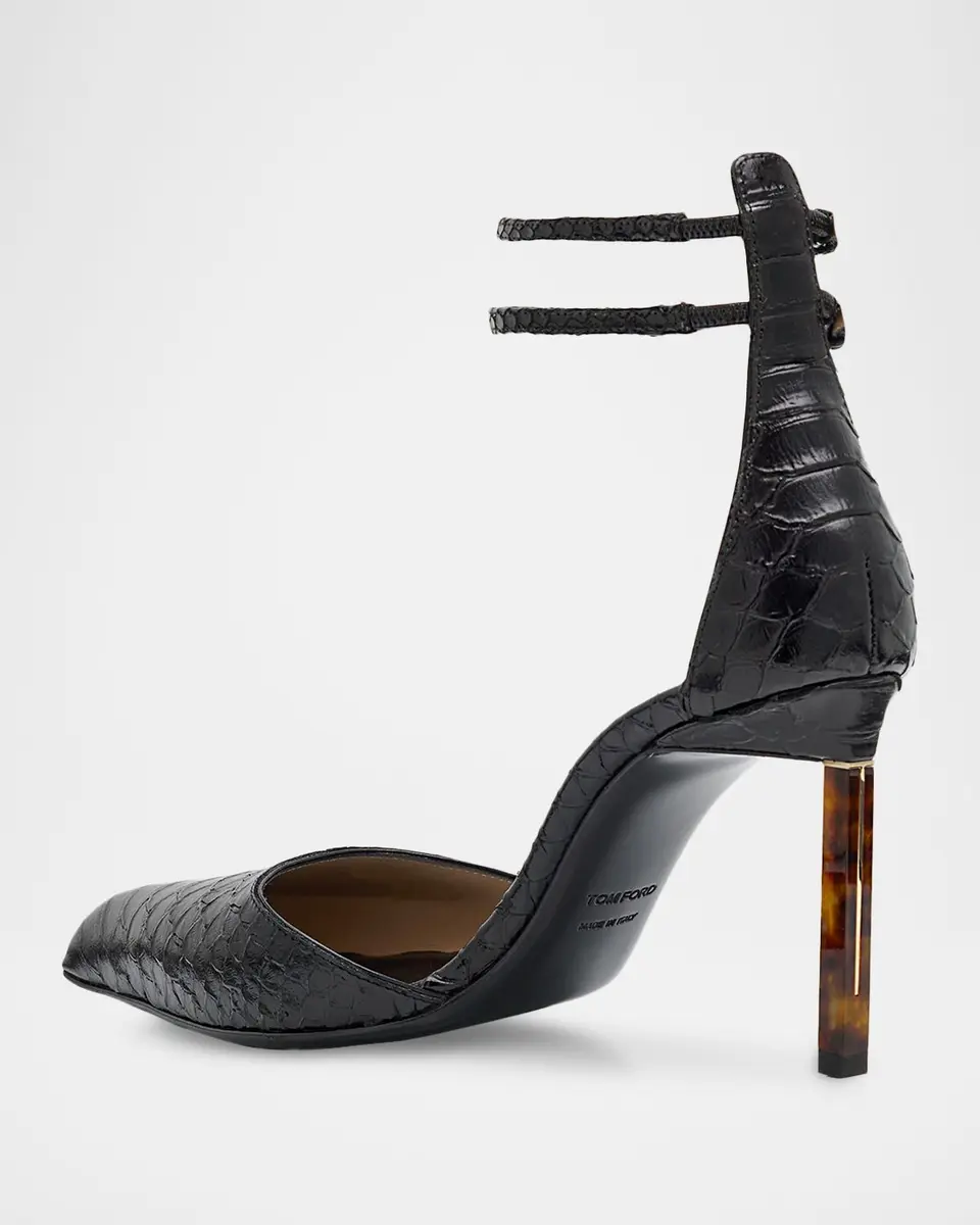 TOM FORD Python Stamped Leather Double Ankle Strap Pumps | Thumbnail 3 TOM FORD Python Stamped Leather Double Ankle Strap Pumps | Thumbnail 3