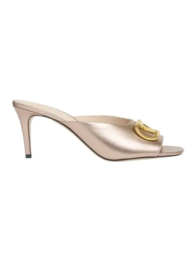 80mm VLogo Signature Metallic Leather Mule Pumps 80mm VLogo Signature Metallic Leather Mule Pumps