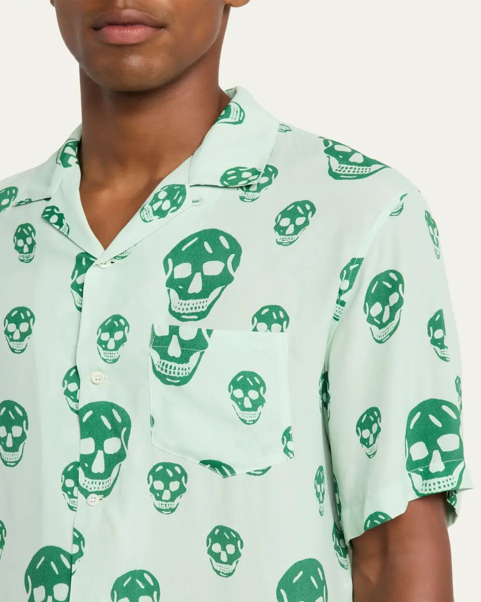 Alexander McQueen Men's Skulls Crepe de Chine Camp Shirt | Thumbnail 5 Alexander McQueen Men's Skulls Crepe de Chine Camp Shirt | Thumbnail 5