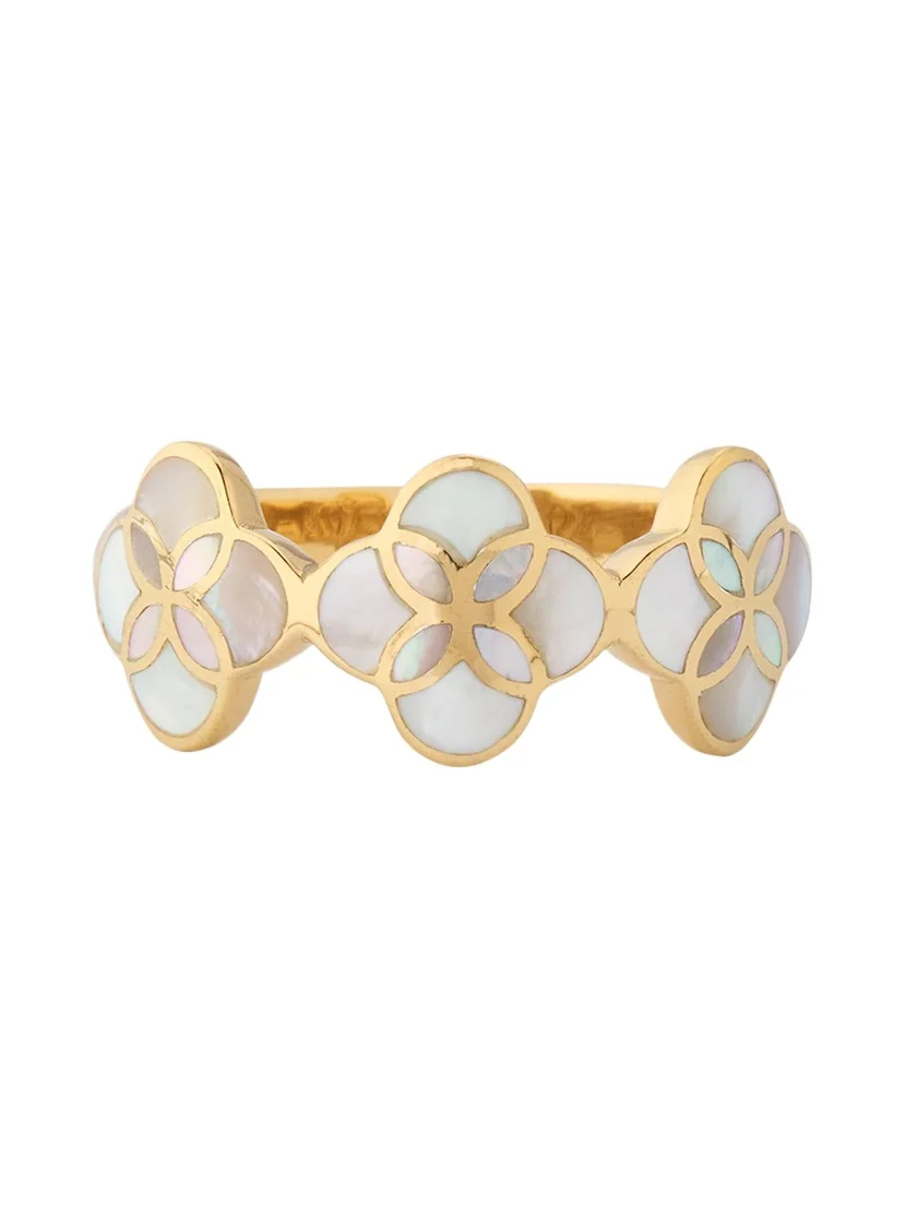 White Mother of Pearl Three Petal Ring