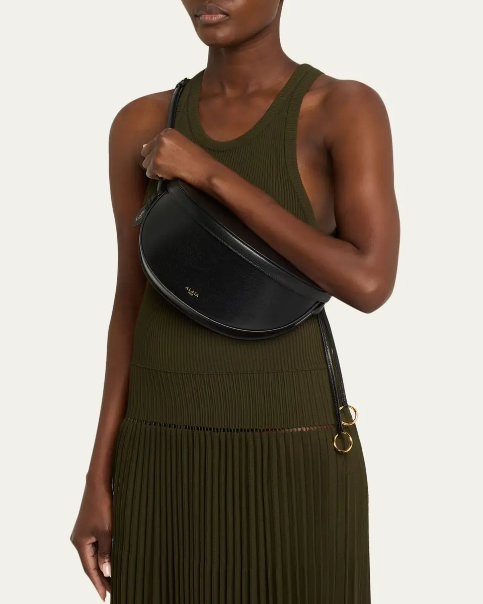ALAÏA East-West Curved Goatskin Leather Shoulder Bag | Thumbnail 2 ALAÏA East-West Curved Goatskin Leather Shoulder Bag | Thumbnail 2