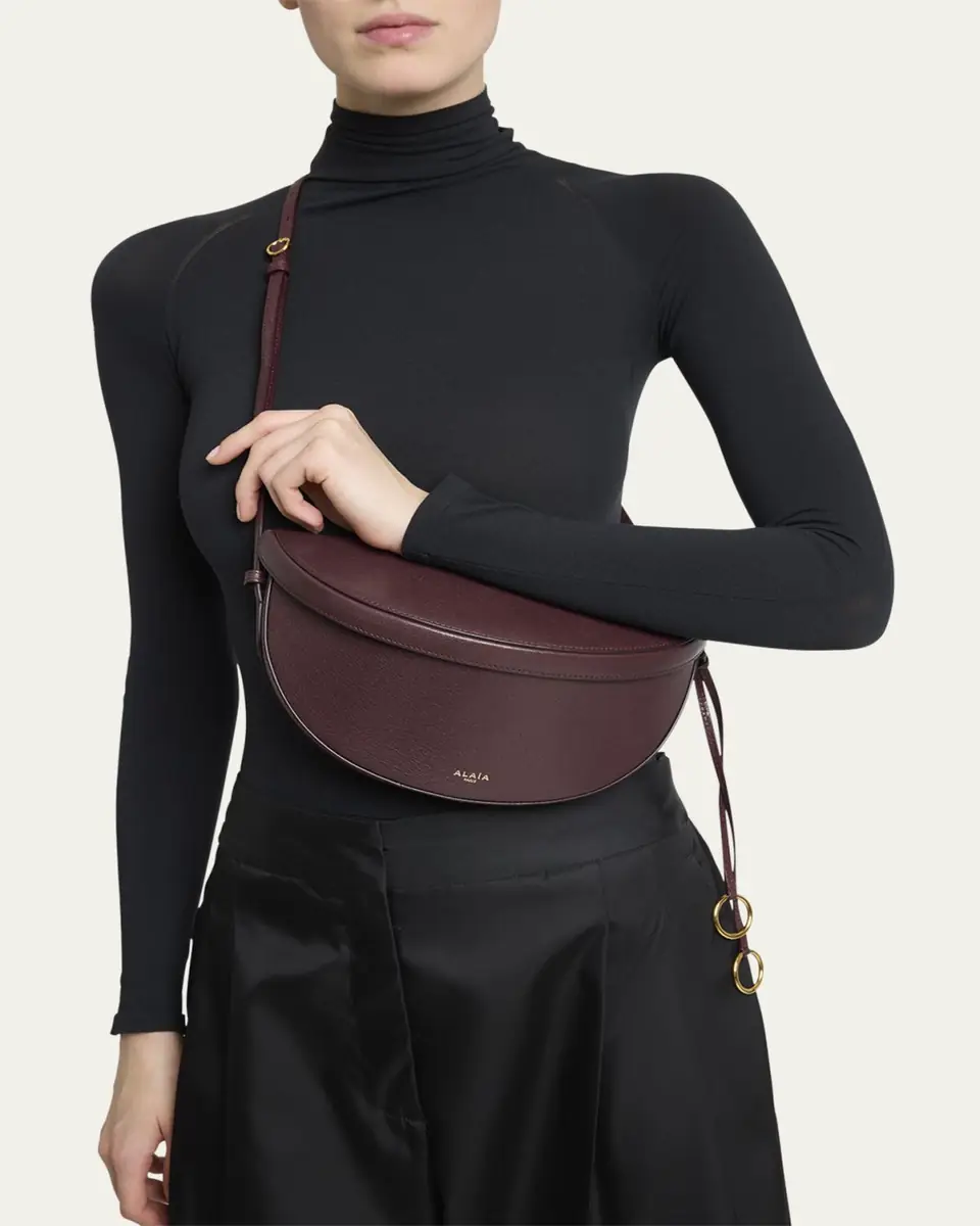 ALAÏA East-West Curved Goatskin Leather Shoulder Bag | Thumbnail 6 ALAÏA East-West Curved Goatskin Leather Shoulder Bag | Thumbnail 6