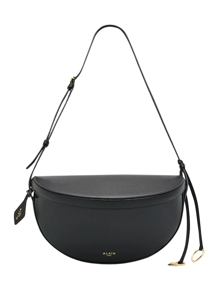 ALAÏA East-West Curved Goatskin Leather Shoulder Bag
