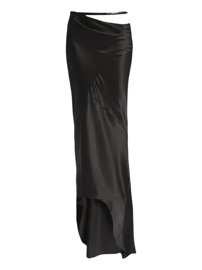 Asymmetric Satin Maxi Skirt With Train Asymmetric Satin Maxi Skirt With Train