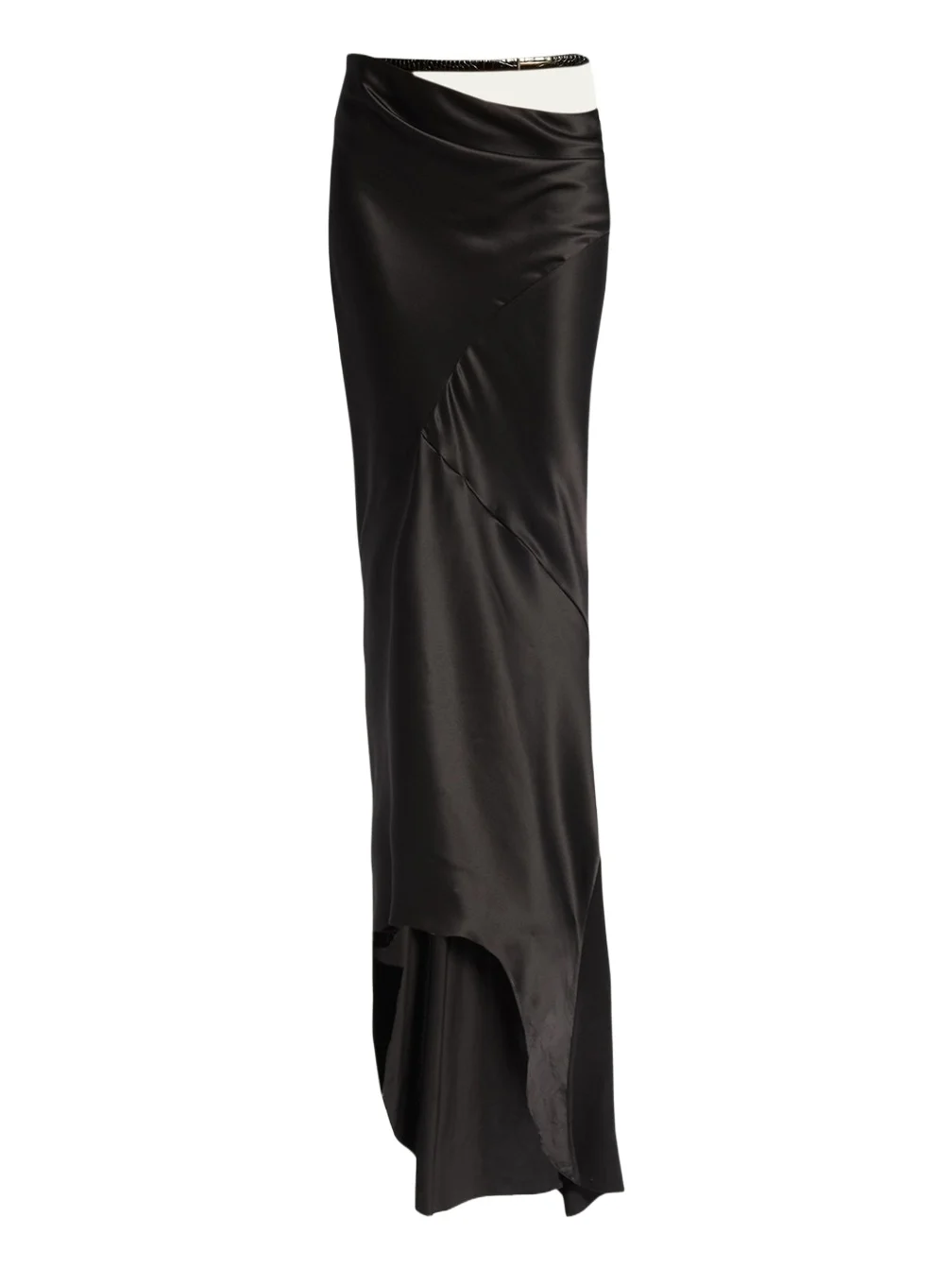 Asymmetric Satin Maxi Skirt With Train