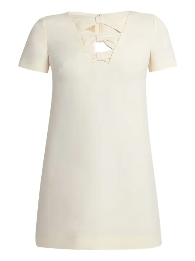Bow Cutout Short-Sleeve Mini Dress