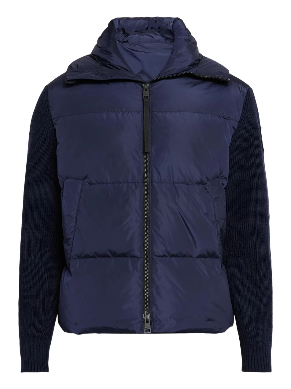 Men's HyBridge Wool-Knit Nylon Down Hooded Jacket Men's HyBridge Wool-Knit Nylon Down Hooded Jacket