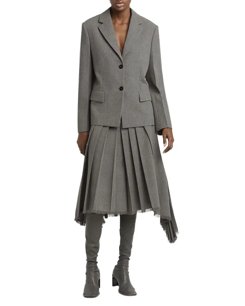 Jil Sander Curved-Yoked Pleated Midi Skirt | Image 1 Jil Sander Curved-Yoked Pleated Midi Skirt | Image 1