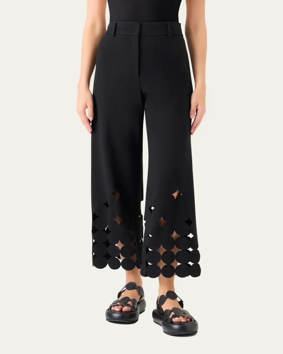 Akris punto Chieko Dot Cut-Out Straight-Leg Crop Pants | Thumbnail 4