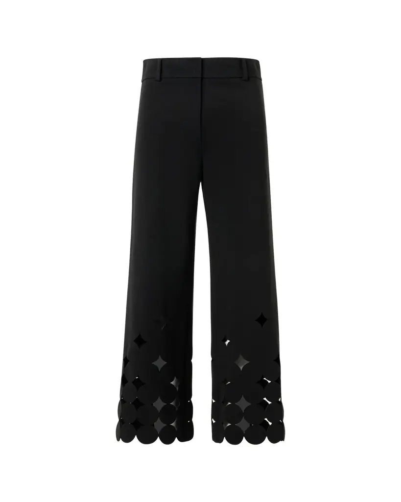 Chieko Dot Cut-Out Straight-Leg Crop Pants Chieko Dot Cut-Out Straight-Leg Crop Pants