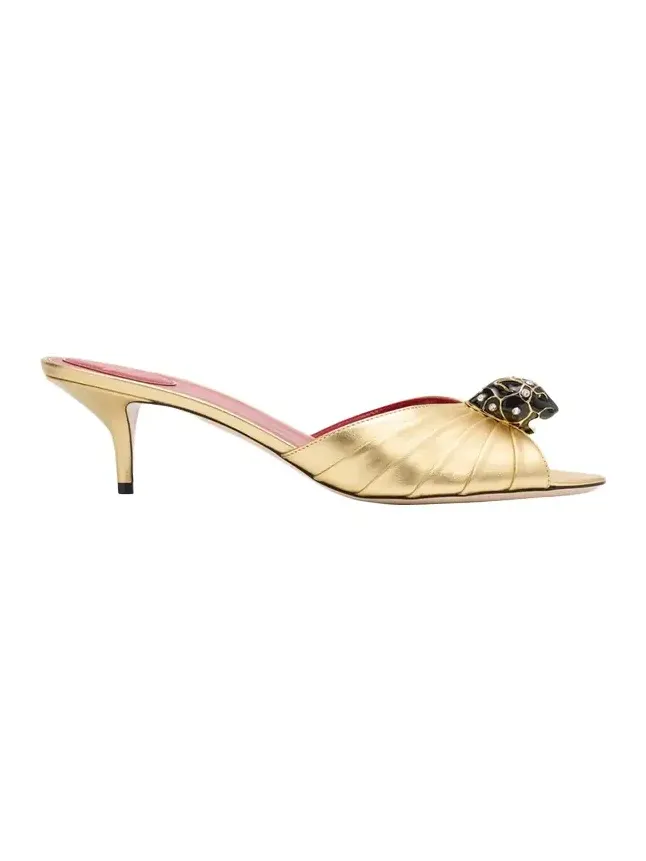 Valentino Garavani 55mm Panthea Embellished Metallic Leather Mules