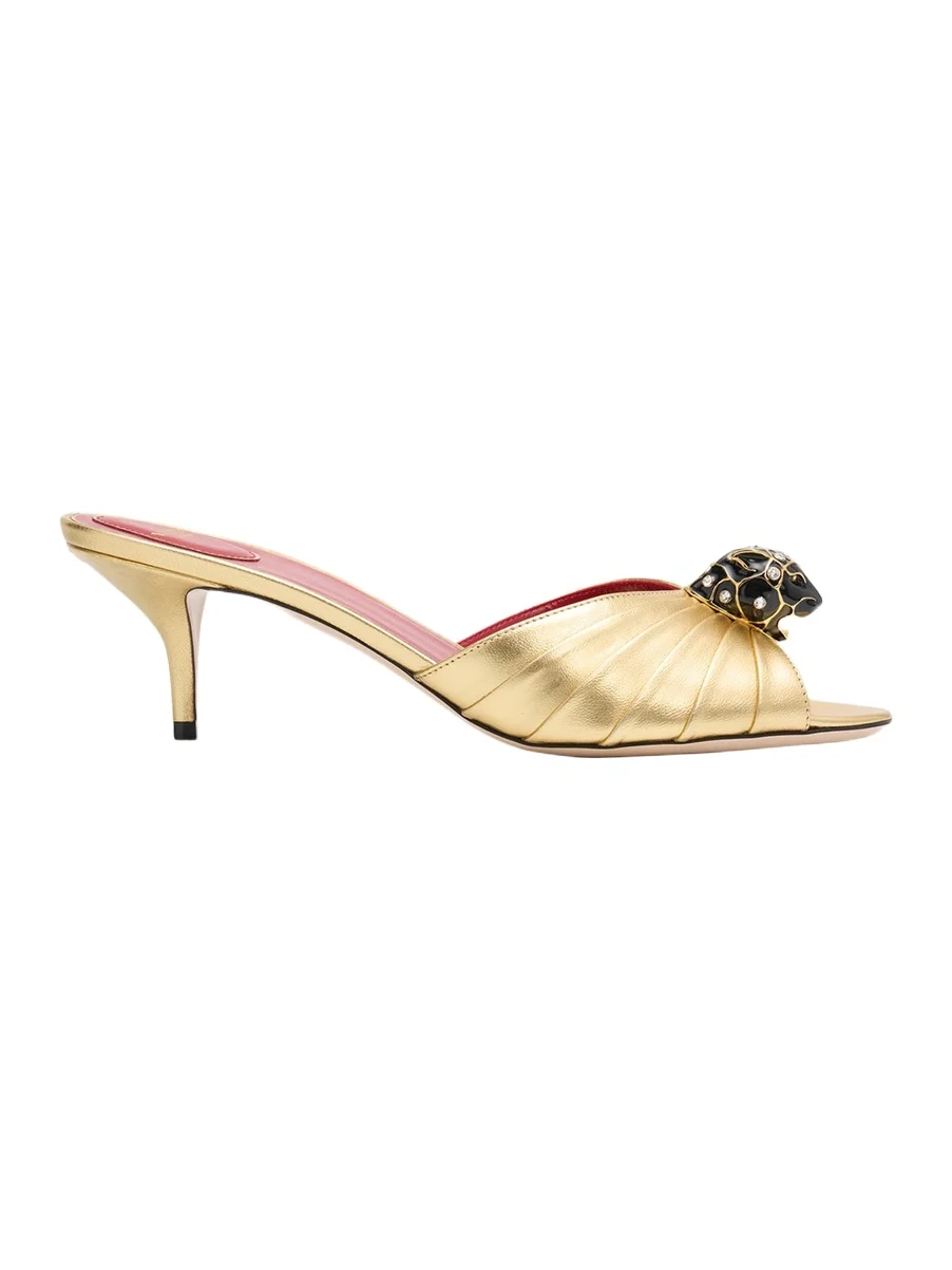 Valentino Garavani 55mm Panthea Embellished Metallic Leather Mules