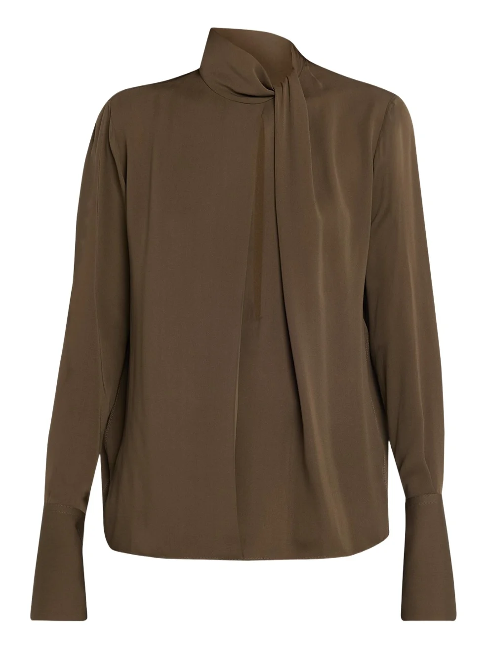 Twisted-Neck Silk Long-Sleeve Shirt Twisted-Neck Silk Long-Sleeve Shirt