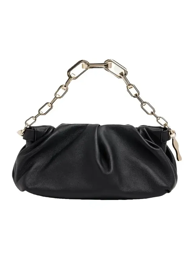 Eva Small Pleated Shoulder Bag in Nappa Leather