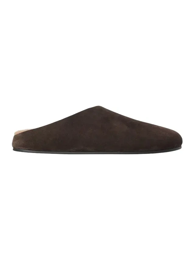 Hudson Shearling-Lined Suede Slide Mules