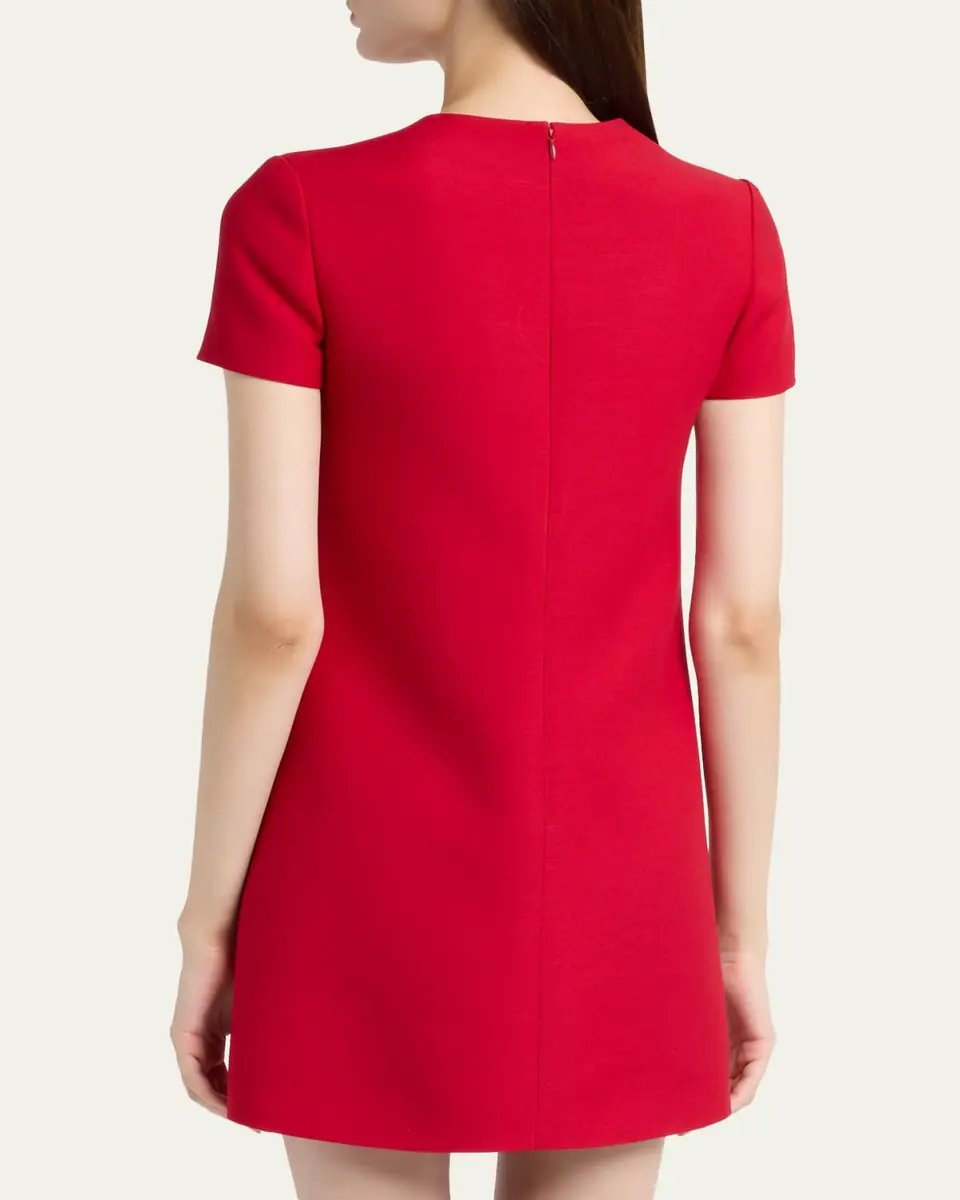 Valentino Garavani V-Logo Pocket Short-Sleeve Crepe Mini Dress | Thumbnail 3