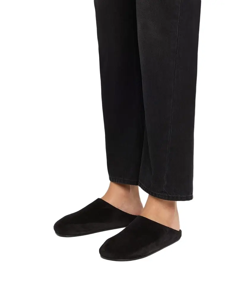 THE ROW Hudson Suede Slide Mules | Image 1 THE ROW Hudson Suede Slide Mules | Image 1