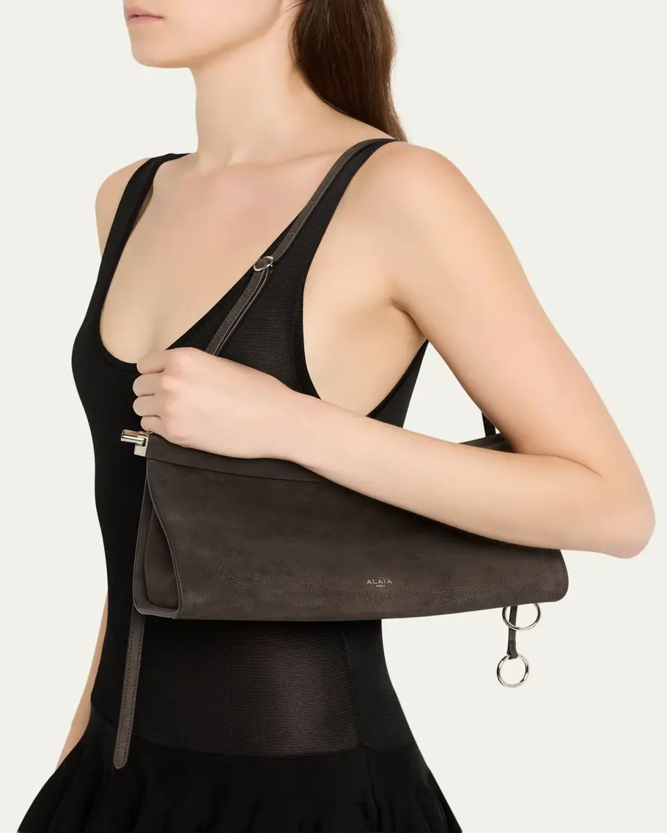 ALAÏA Le Click Medium Shoulder Bag in Suede | Thumbnail 2 ALAÏA Le Click Medium Shoulder Bag in Suede | Thumbnail 2