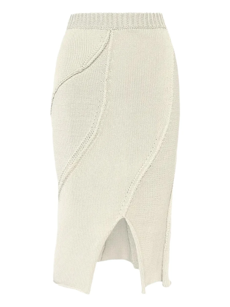 Eddy Diagonal Knit Slit Skirt