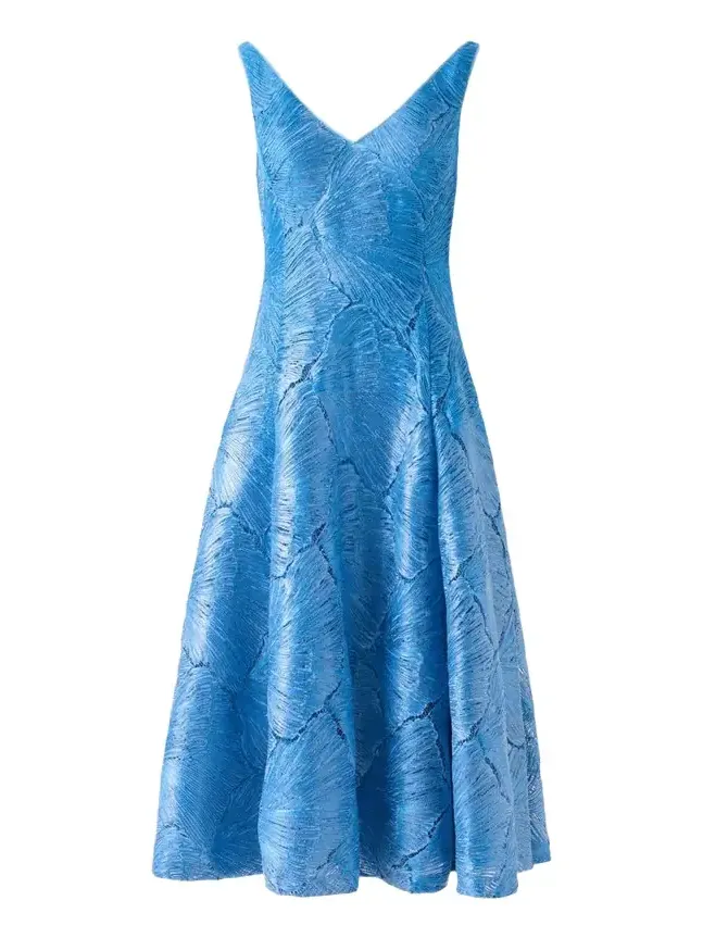 Lacquered Sea Faille Sleeveless Midi Dress Lacquered Sea Faille Sleeveless Midi Dress
