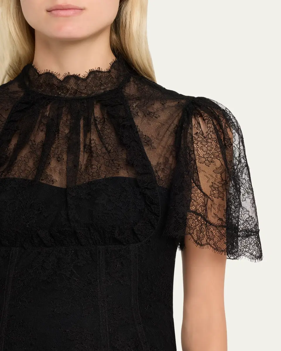 Alexander McQueen Floral Lace Short-Sleeve Bustier Top | Thumbnail 5 Alexander McQueen Floral Lace Short-Sleeve Bustier Top | Thumbnail 5