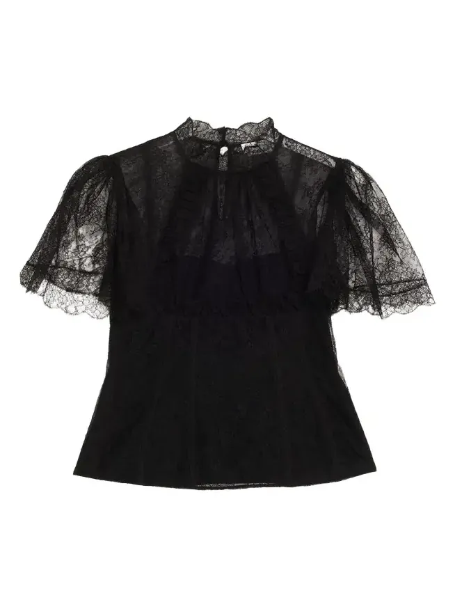 Floral Lace Short-Sleeve Bustier Top