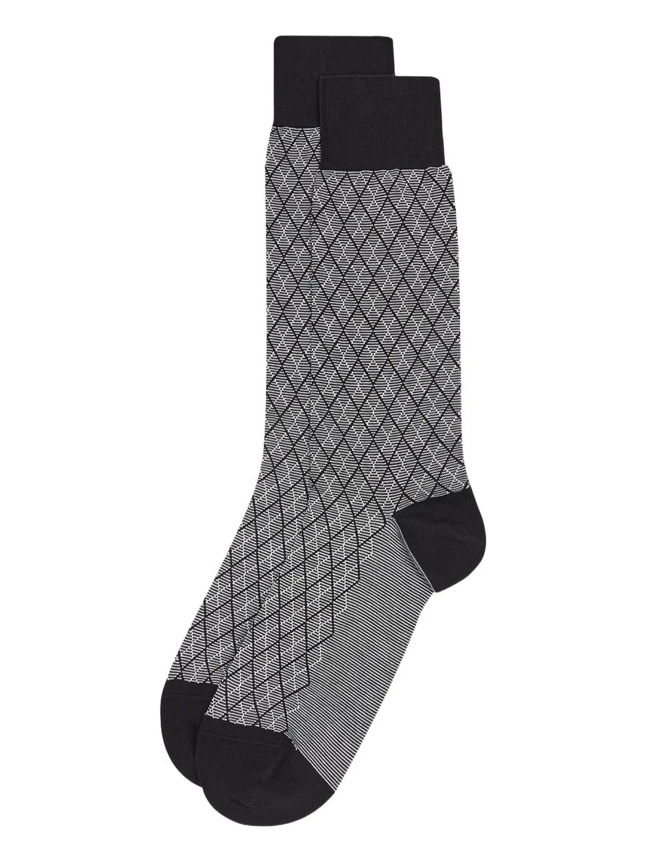 Men's Kingsley Diamond Check Jacquard Calf-Length Socks