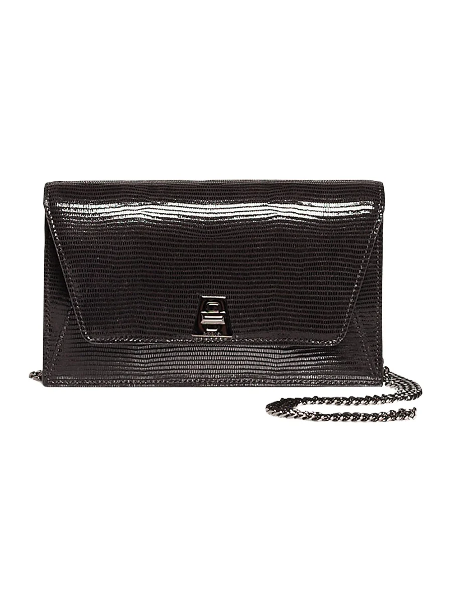 Anouk Lizard-Print Clutch Bag w/ Chain Anouk Lizard-Print Clutch Bag w/ Chain