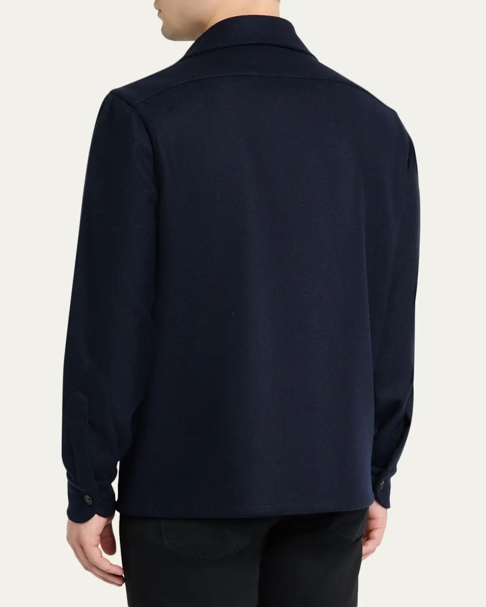 Cesare Attolini Men's Wool Flap-Pocket Overshirt | Thumbnail 3 Cesare Attolini Men's Wool Flap-Pocket Overshirt | Thumbnail 3
