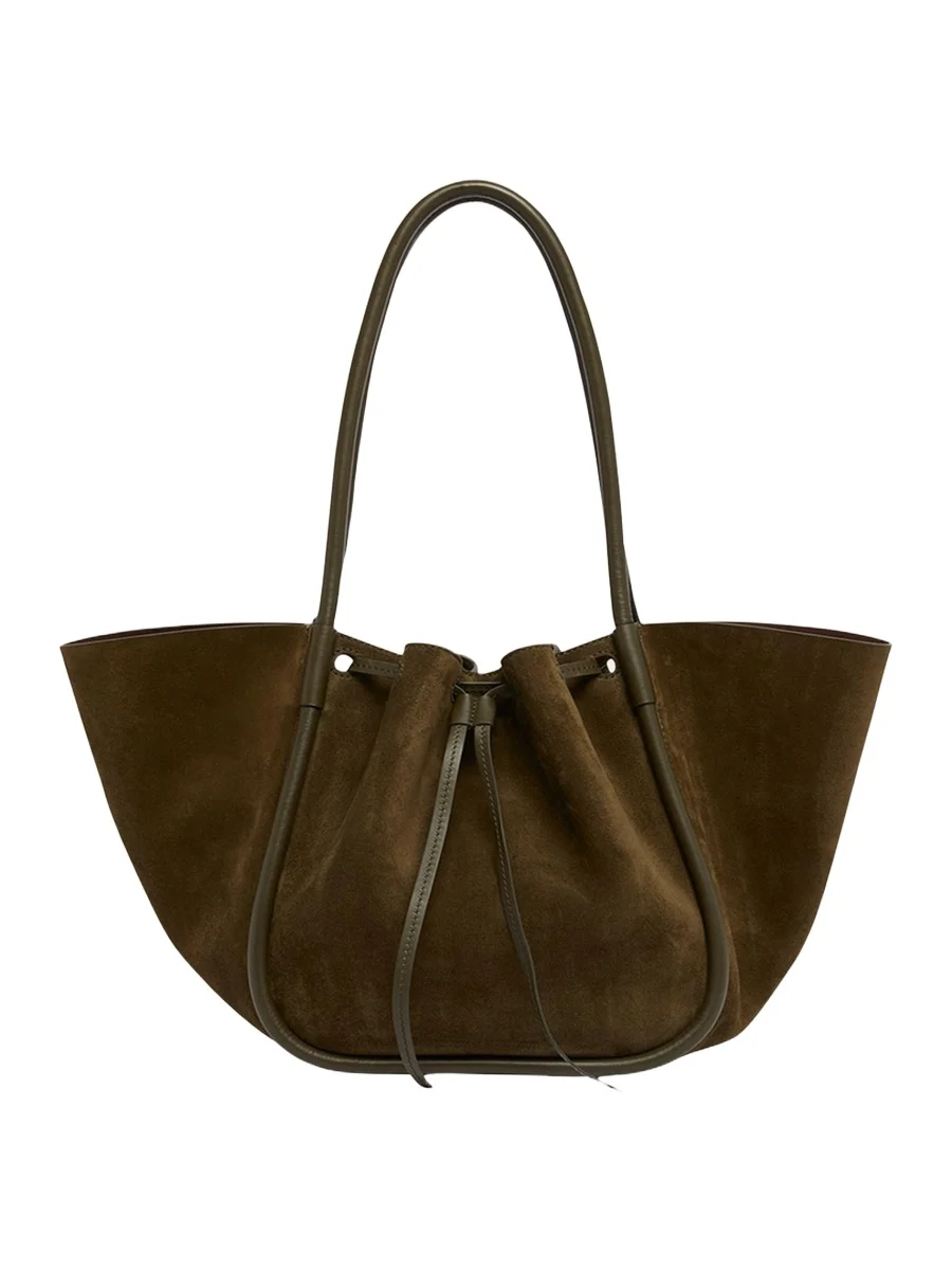 Large Ruched Tote in Soft Suede Large Ruched Tote in Soft Suede