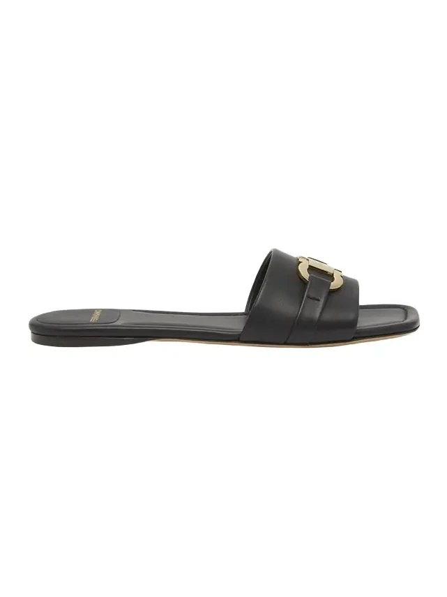 Leah Gancini Bit Leather Slide Sandals Leah Gancini Bit Leather Slide Sandals