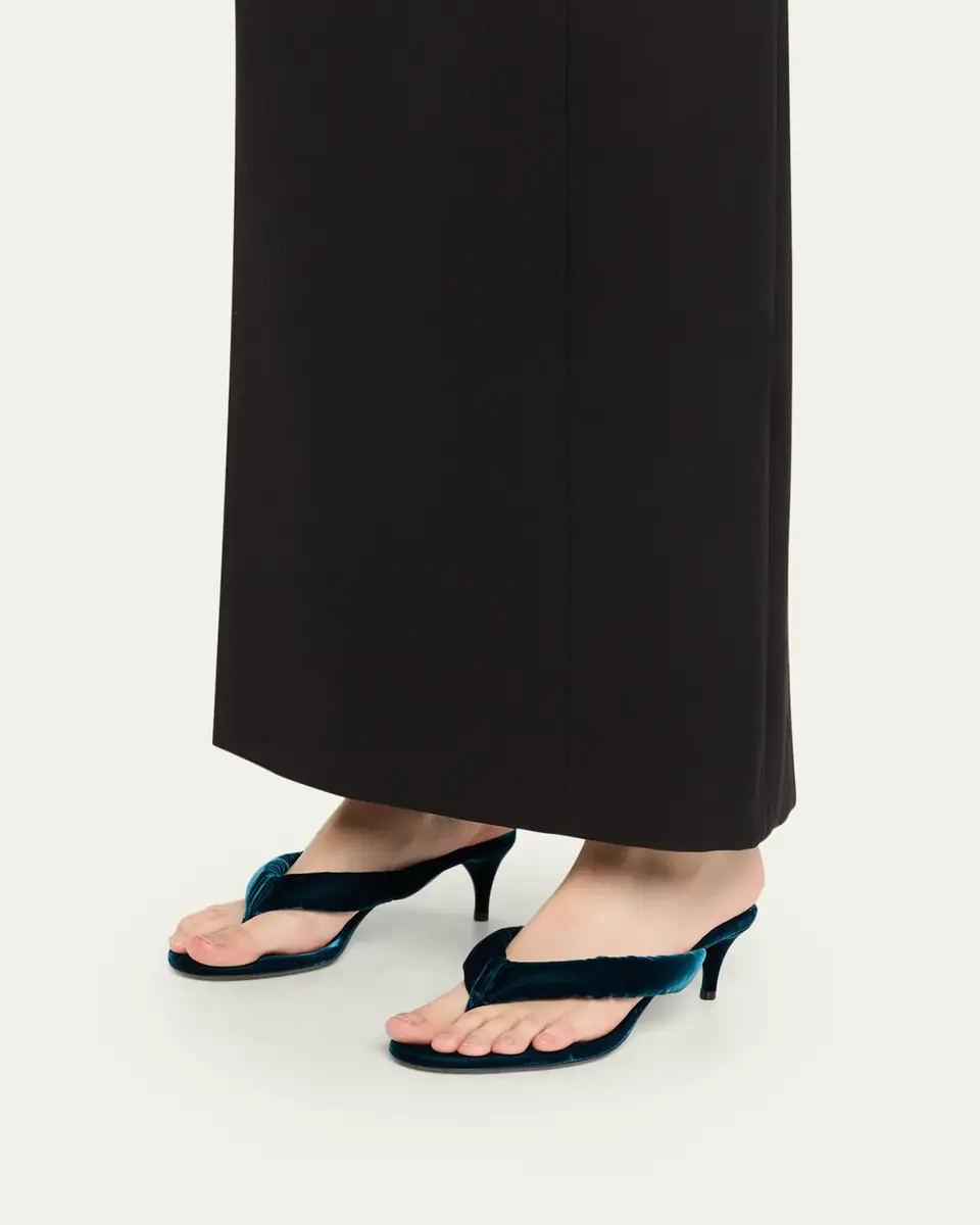 Alaïa Velvet Kitten-Heel Thong Sandals | Thumbnail 2