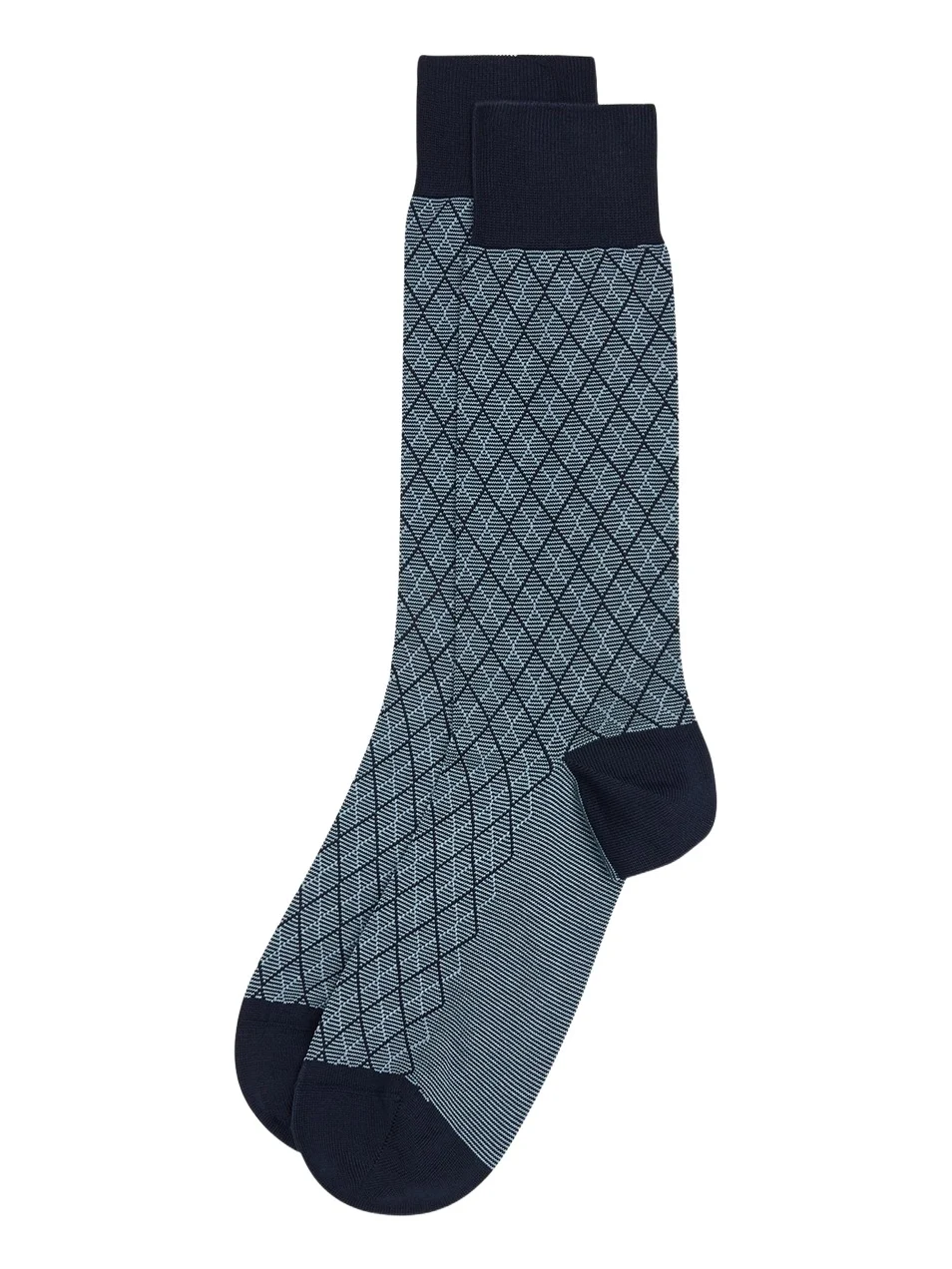 Pantherella Men's Kingsley Diamond Check Jacquard Calf-Length Socks