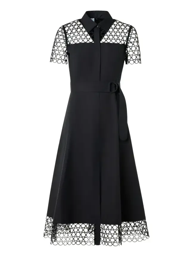 Dot Eyelet Short-Sleeve Cotton Poplin Midi Shirtdress Dot Eyelet Short-Sleeve Cotton Poplin Midi Shirtdress