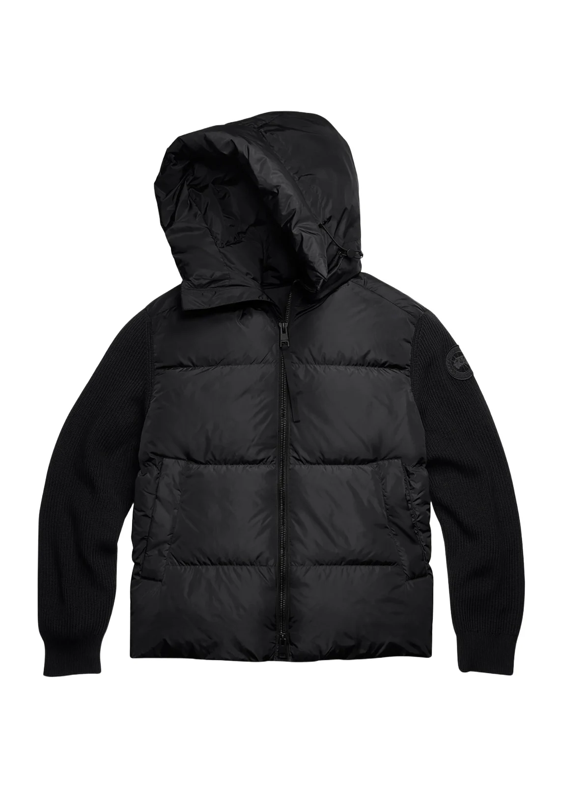 Men's HyBridge Wool-Knit Nylon Down Hooded Jacket Men's HyBridge Wool-Knit Nylon Down Hooded Jacket