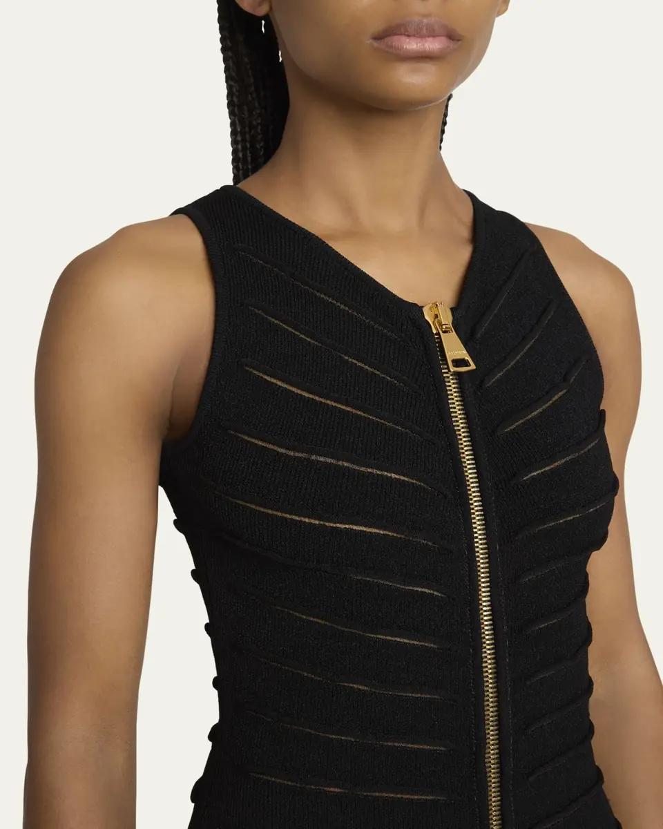 Balmain Sleeveless Cutout Zip Halter Maxi Dress | Thumbnail 5 Balmain Sleeveless Cutout Zip Halter Maxi Dress | Thumbnail 5