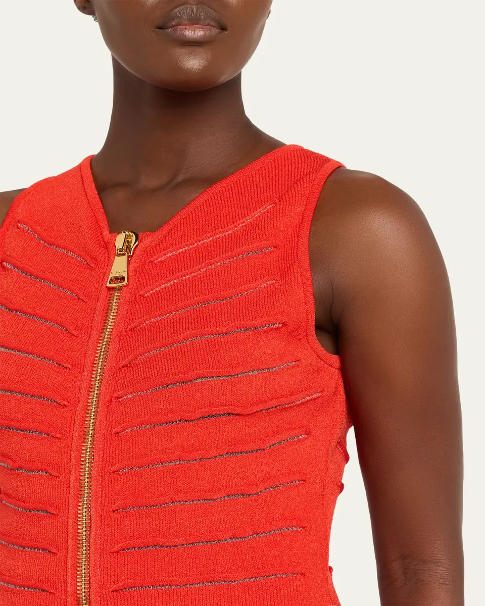 Balmain Sleeveless Cutout Zip Halter Maxi Dress | Thumbnail 9 Balmain Sleeveless Cutout Zip Halter Maxi Dress | Thumbnail 9