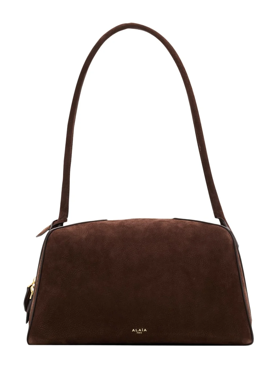 Alaïa Le Bouledogue Bowling Shoulder Bag in Nubuck Leather