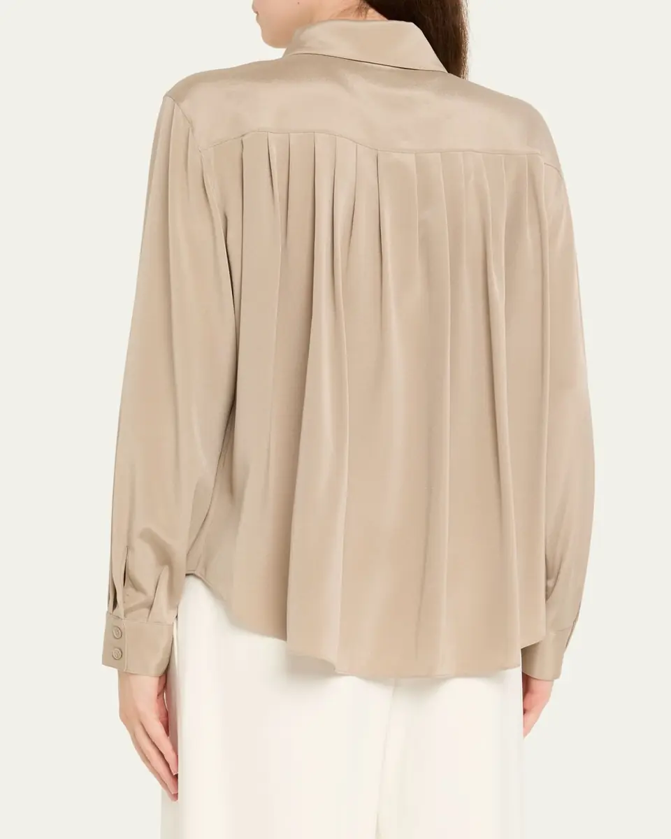Lafayette 148 New York Pleated Button-Down Shirt | Thumbnail 3