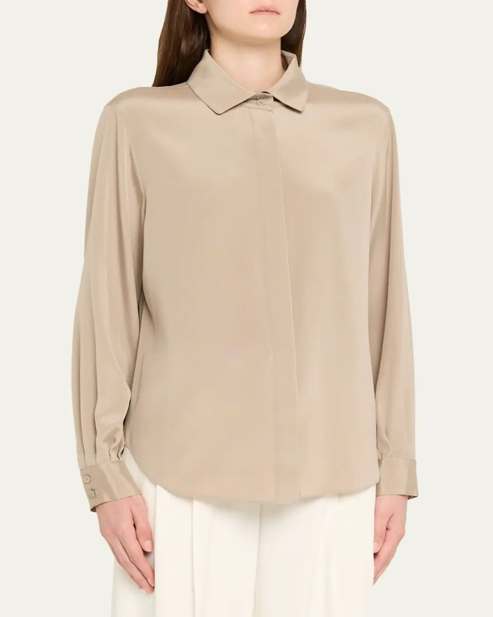 Lafayette 148 New York Pleated Button-Down Shirt | Thumbnail 4