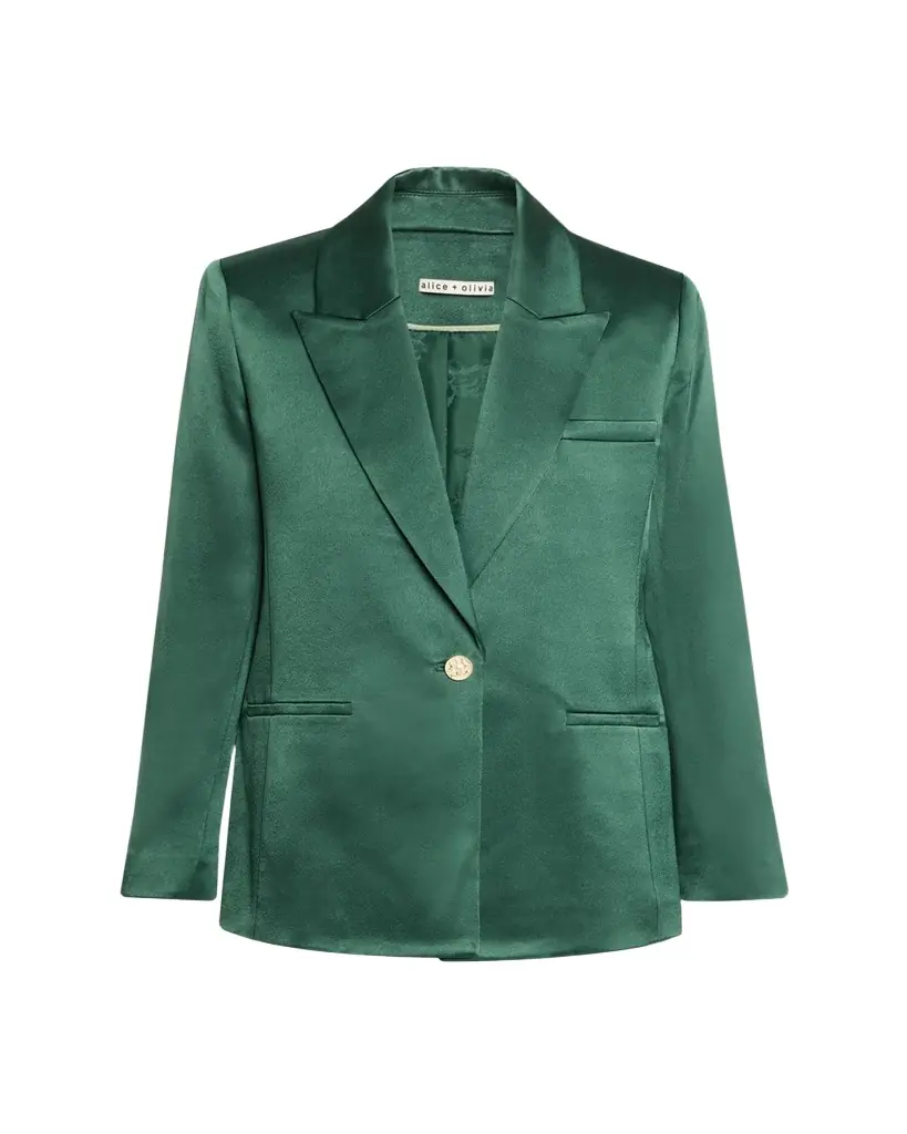 ALICE + OLIVIA Silas Satin Single-Breasted Blazer | Image 1 ALICE + OLIVIA Silas Satin Single-Breasted Blazer | Image 1