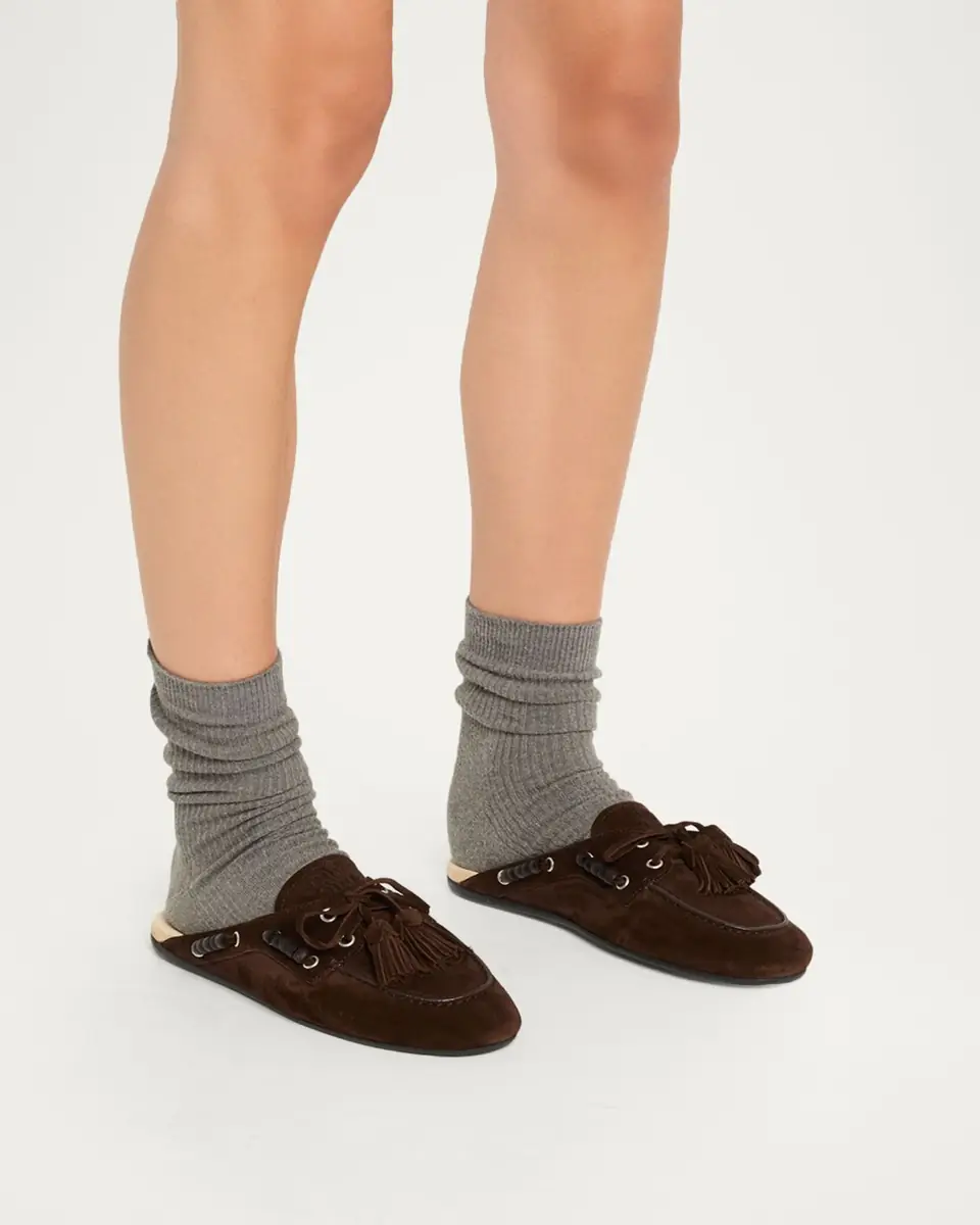 Miu Miu Suede Tassel Mocassin Mules | Thumbnail 2