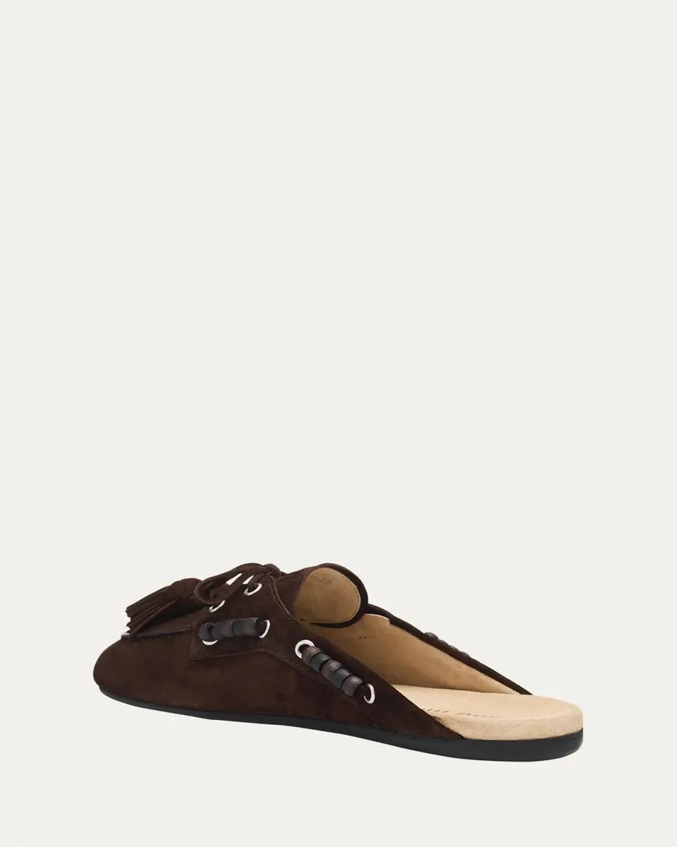 Miu Miu Suede Tassel Mocassin Mules | Thumbnail 4