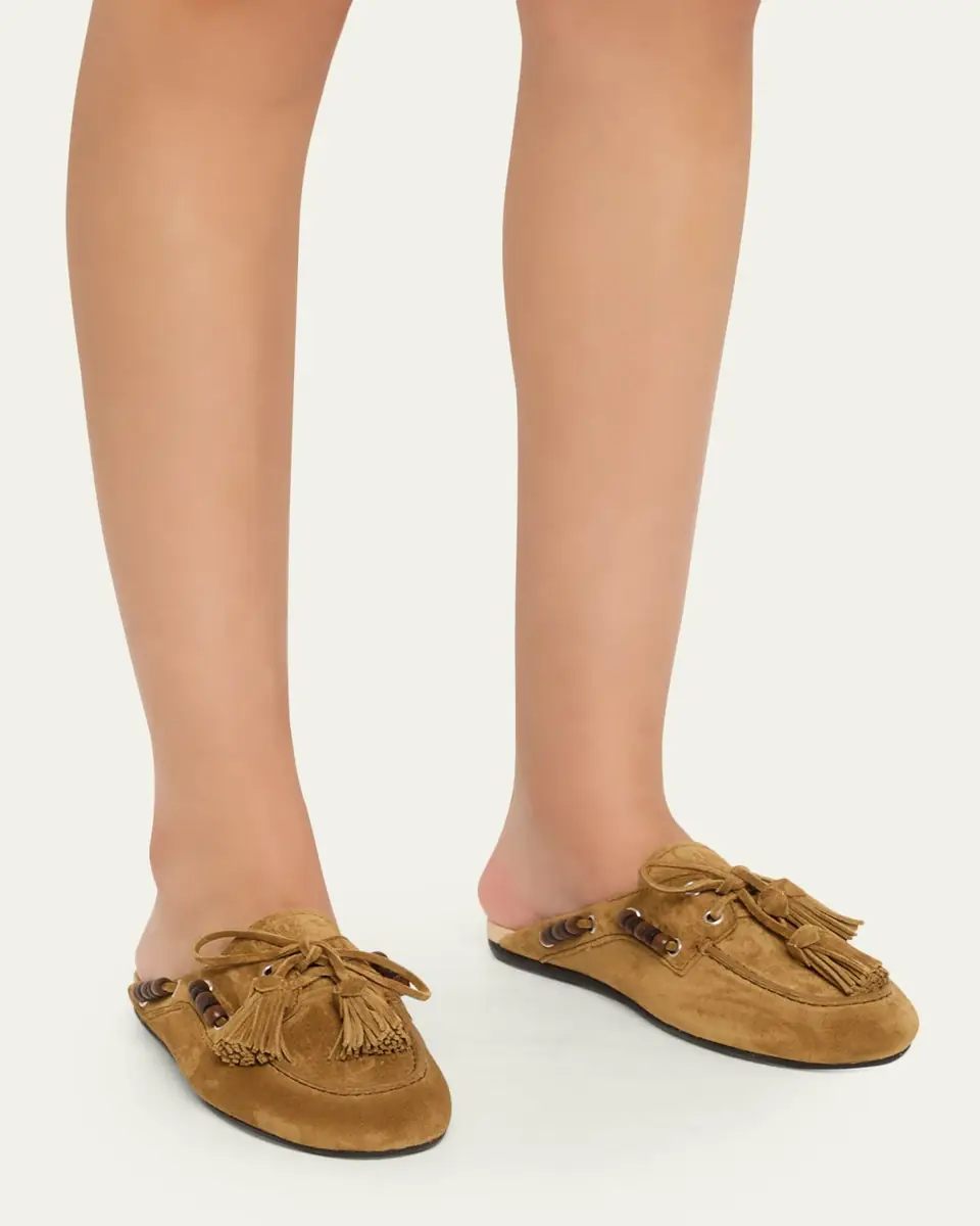 Miu Miu Suede Tassel Mocassin Mules | Thumbnail 6