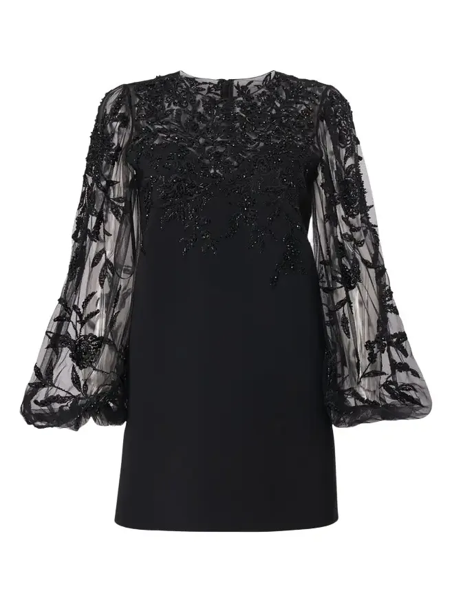 Embroidered Puff-Sleeve Mini Dress Embroidered Puff-Sleeve Mini Dress